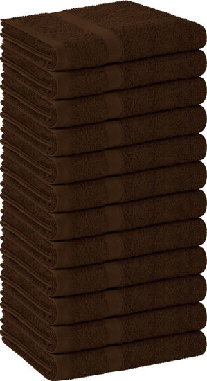 Picture of Utopia Towels - Salon Towel, Pack of 12 (Not Bleach Proof, 16 x 27 Inches) Highly Absorbent Cotton Towels for Hand, Gym, Beauty, Hair, Spa, and Home Hair Care, Dark Brown