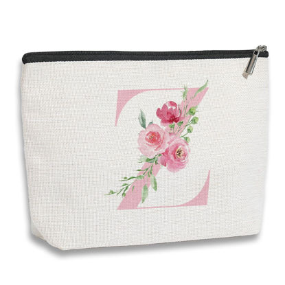 Picture of kdxpbpz Initial Makeup Bag, Personalized Gifts for Women, Bridesmaid Gifts, Birthday Gifts for Women Mom, Gifts for Best Friend, Bride Bridesmaid Cosmetic bag (Pink, Z)