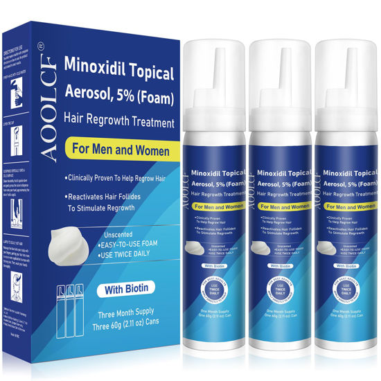 Picture of Minoxidil Foam, 5% Topical Minoxidil Foam, Minoxidil for Men and Women, Infused with Biotin, Hair Growth Treatment, Supports Thicker and Fuller Hair & Beard (Minoxidil Foam, 6.33oz, 3 Month Supply)