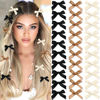 Picture of SAWINDA 30PCS Mini Hair Bows Beige Black Brown Small Bows for Hair Silky Satin Bows for Women Cute Hair Ribbon Bowknot Barrettes Sweet Alligator Hair Bow Clips Accessories for Teens and Girls