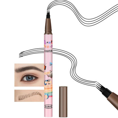 Picture of Kaely Black Microblading Eyebrow Pen,4 Tip Liquid Microblade Eyebrow Pencil,Magical Precise Waterproof Brow Pen,Eye Brow Pencils for Women Makeup,lapiz para cejas,Creates Natural Brows,04