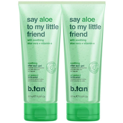 Picture of B.TAN Aloe Vera Gel for Face & Body | Say Aloe To My Little Friend - Ultra Hydrating, Soothing After Sun Lotion Aloe Gel with Vitamin E, Sunburn Relief, 7 Fl oz, 2-Pack