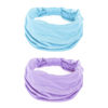 Picture of GiLi 2 Pack Wide Headbands for Women Boho Knotted Non Slip Fashion Hair Bands Yoga Running Sports Workout Gym Head Wraps Elastic Soft Cotton Cloth Turbans Bandana for Girls (Light Purple,Light Blue)