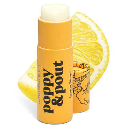 Picture of Poppy & Pout Lemon Bloom Jumbo Lip Balm | All Natural Lip Balms & Moisturizers | Hydrates with Beeswax, Vitamin E, Organic Coconut Oil | Cruelty-Free | Lip Balm in Recyclable Cardboard Tube