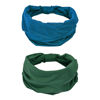 Picture of GiLi 2 Pack Wide Headbands for Women Boho African Knotted Non Slip Fashion Hair Bands Yoga Running Sports Workout Gym Head Wraps Elastic Soft Cotton Cloth Turbans Bandana for Girls (Dark Green, Teal)