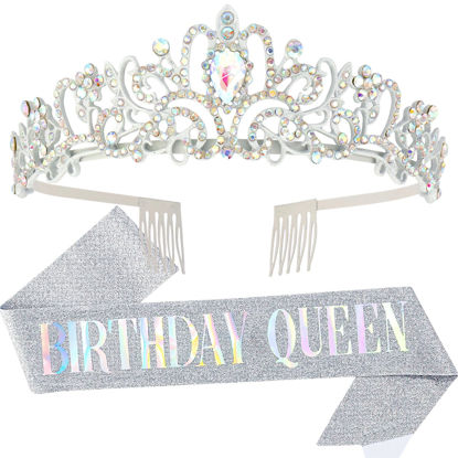 Picture of COCIDE headbands for Women Tiara Crowns for Girls (White+Grey)