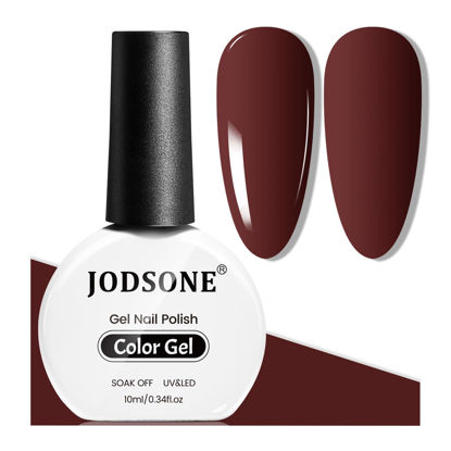 Picture of JODSONE 10ml Brown Gel Nail Polish Chocolate Brown Gel Polish Coffee Brown Color Nail Polish Gel Nail Manicure Salon DIY at Home High Gloss Soak Off U V Gel Nail French