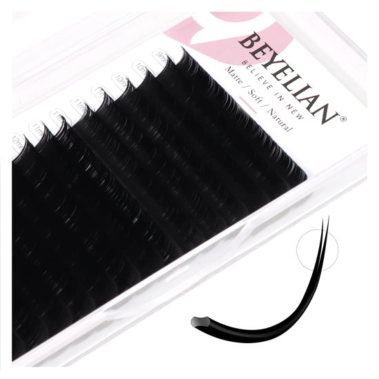 Picture of BEYELIAN Eyelash Extensions, Individual Lashes, 0.15mm CC Curl 9-15mm Super Matte Classic Lash Extensions, Ellipse Flat Eyelash Extension, Mixed Tray for Professional Salon Use