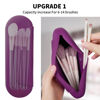 Picture of AGIKET Silicone Makeup Brush Holder Travel Cosmetic Bag：Soft Portable Cosmetic Face Brushes Holder with Upgrade Anti-Fall Out Magnetic Closure, Large Travel Makeup Brush Case - Dark Pruple