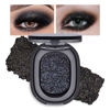 Picture of Eye shadow low saturation delicate long-lasting eye shadow palette, Monochrome Glittler Eyeshadow, pressed glitter eyeshadow, Glittle Pressed Powder Single Vegan Eyeshadow, (01 Glittle Black)