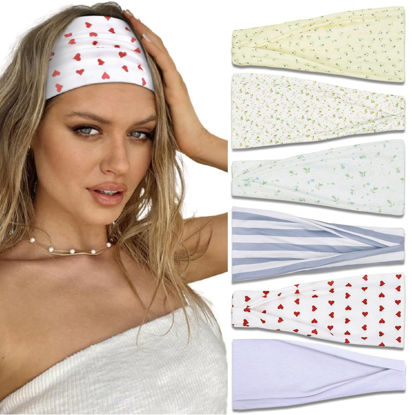 Picture of Trendy Floral Headbands for Women - Non-Slip Stretchy Sweat Bands for Yoga, Workout, and Everyday Fashion Hair Accessories