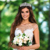 Picture of Silver Crown for Women Birthday Queen Sash & Rhinestone Tiara Set Birthday Decoration Rhinestone Headband Glitter Crystal Hair Accessories for Party(Silver1&Sash)