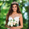 Picture of Rose Gold Crown for Women Birthday Queen Sash & Rhinestone Tiara Set Birthday Decoration Rhinestone Headband Glitter Crystal Hair Accessories for Party(Rose Gold1&Sash)