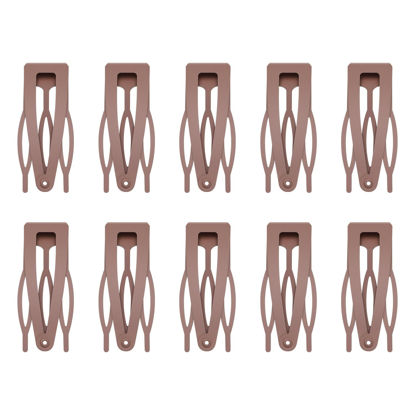 Picture of 10 Pcs Double Grip Hair Clips, Sightor Metal Snap Hair Clips Hair Barrettes for Women Hair Making Salon Supplies Hair Accessories (Brown)