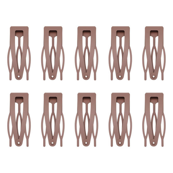 Picture of 10 Pcs Double Grip Hair Clips, Sightor Metal Snap Hair Clips Hair Barrettes for Women Hair Making Salon Supplies Hair Accessories (Brown)