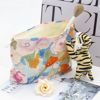 Picture of PAZIMIIK Floral Makeup Bag Large Cotton Zipper Pouch for Purse Travel Canvas Make Up Organizer for Women Cosmetic,Garden Orange