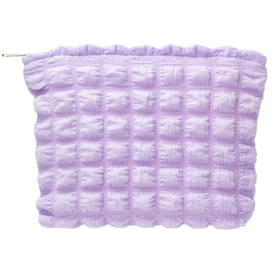 Picture of PAZIMIIK Floral Makeup Bag Large Cotton Zipper Pouch for Purse Travel Canvas Make Up Organizer for Women Cosmetic,Bubble Purple