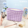 Picture of PAZIMIIK Floral Makeup Bag Large Cotton Zipper Pouch for Purse Travel Canvas Make Up Organizer for Women Cosmetic,Bubble Purple