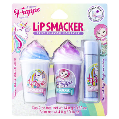 Picture of Lip Smacker Magical Frappe Collection 3 Pack Beverage Lip Balm - Moisturizing, Soothing Unicorn & Mermaid Delight/Magic