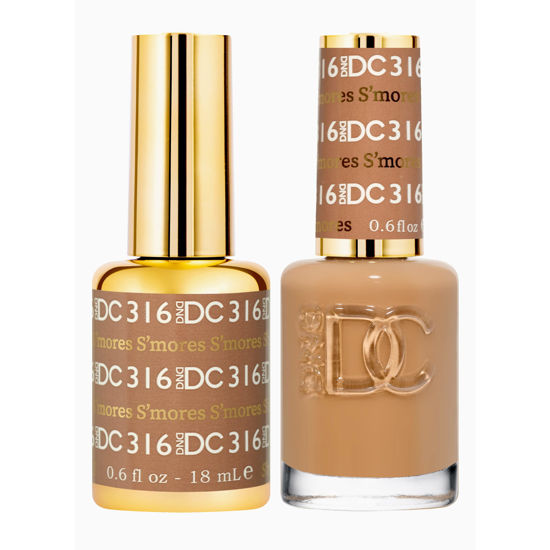 Picture of DND DC Gel Polish Set, Brown Collection, UV/LED Gel Polish and Air Dry Nail Lacquer, Matching Chip-Free Polish Duo, 316 S’mores, 0.5 Fl Oz