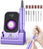 Picture of Portable Electric Nail Drill Machine: Professional Nail File Machine 40000RPM, Rechargeable Cordless Nail-E File with Bits & Base for Acrylic Nails Remove Gel Polish Manicure Salon Home, Light Purple