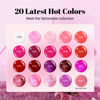Picture of JODSONE 3 PCS Soak off Base Coat Matte and Glossy Top Coat 20 Glitter Red Pink Color High Shine and Fashion Gel Nail Polish Kit Happy Valentine's Day