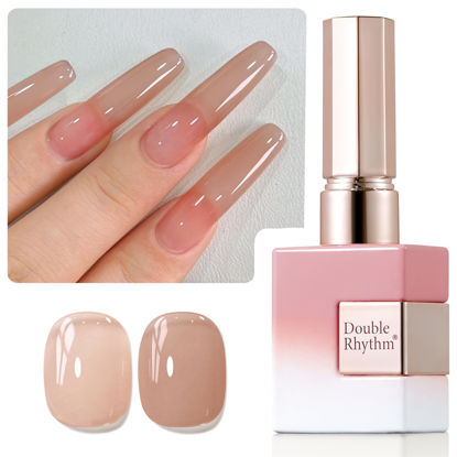 Picture of Double Rhythm Translucent Gel Polish Sheer Neutral Natural Light Milky Same Color Same Bottle 15ML Jelly Nail Polish Nail Art DIY at Home (Deep Nude-A1412)