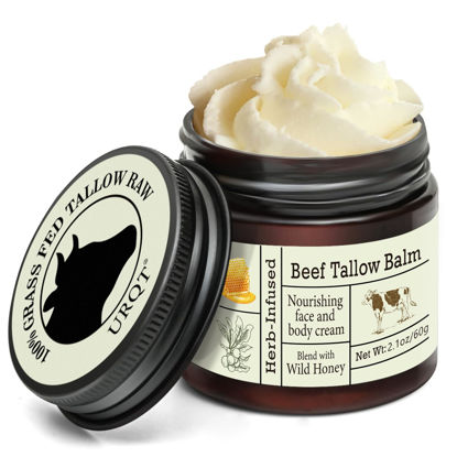 Picture of URQT Beef Tallow for Skin - Organic Grass-Fed Whipped Beef Tallow and Honey Balm - Deeply Moisturizing for Face & Body - Natural Skin Care for Soft, Supple Skin