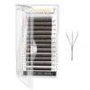 Picture of NAGARAKU W Eyelash Extension 3D Volume Premade 0.07mm C curl 8-12mm mix Faux Mink Dark Brown Cluster Easy Fanning yy Eye Lashes