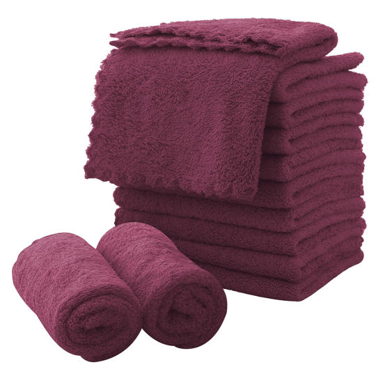Picture of Microfiber Facial Cloths Fast Drying Washcloth 12 pack - Premium Soft Makeup Remover Cloths - Burgundy