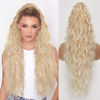 Picture of ORSUNCER Ponytail Extension Claw 30" Curly Pony Tail Clip in Claw Hair Extensions Fluffy Natural Looking Synthetic Hairpiece for Women Omber Light Blonde