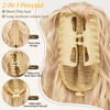 Picture of ORSUNCER Ponytail Extension Claw 30" Curly Pony Tail Clip in Claw Hair Extensions Fluffy Natural Looking Synthetic Hairpiece for Women Omber Light Blonde