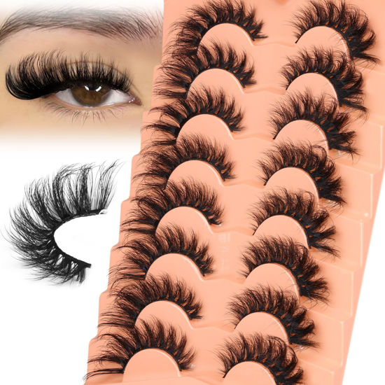 Picture of Mink Lashes Cat Eye Lashes Fluffy Fox Eye False Eyelashes Lashes Natural 6D D Curl Volume Fake Eyelashes Soft Handmade Lashes that Look Like Extensions Lashes Pack