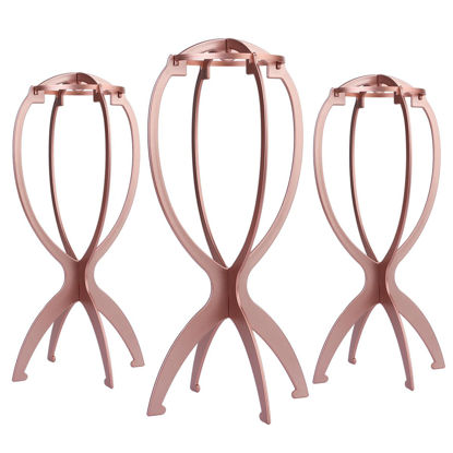 Picture of Dreamlover Wig Head Stand for Wigs, Rose Gold, 3 Packs