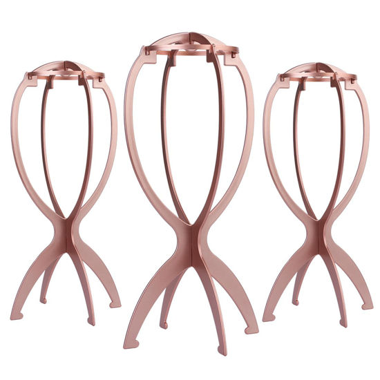 Picture of Dreamlover Wig Head Stand for Wigs, Rose Gold, 3 Packs
