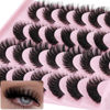 Picture of False Eyelashes Russian Strip lashes Cat Eye Eyelashes Faux Mink Lashes Fox Eye Fluffy Dramatic Fake Lashes Look Like Extension Eyelashes Long Strip Wispy Lashes14 Pairs