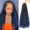Picture of Goddess Box Braids Crochet Hair With Curly Ends 18 Inch Bohomian Box Braids Crochet Braids 8 Packs 3X Crochet Braids Synthetic Braiding Hair Extension for Black Women (18 Inch (Pack of 8), MDark Blue)