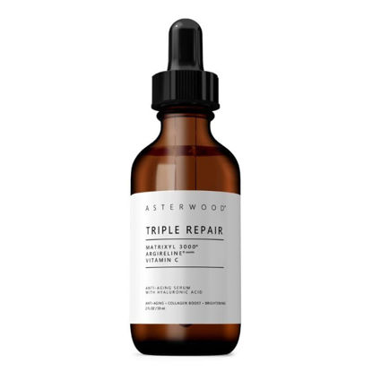 Picture of Asterwood Triple Repair Matrixyl 3000 + Argireline + Hyaluronic Acid + Vitamin C Serum for Face - Anti-Aging, Collagen Boosting, Hydrating - Fragrance-Free - 2 Fl Oz