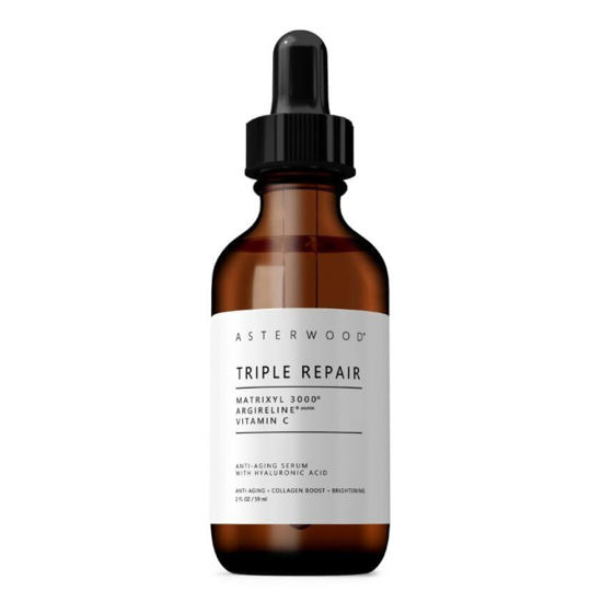 Picture of Asterwood Triple Repair Matrixyl 3000 + Argireline + Hyaluronic Acid + Vitamin C Serum for Face - Anti-Aging, Collagen Boosting, Hydrating - Fragrance-Free - 2 Fl Oz