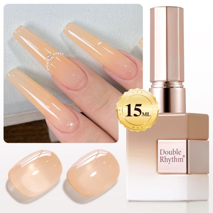 Picture of Double Rhythm Translucent Gel Polish Sheer Neutral Natural Light Milky Same Color Same Bottle 15ML Jelly UV Nail Polish Nail Art DIY at Home (Light Yellow Pink-A1423)