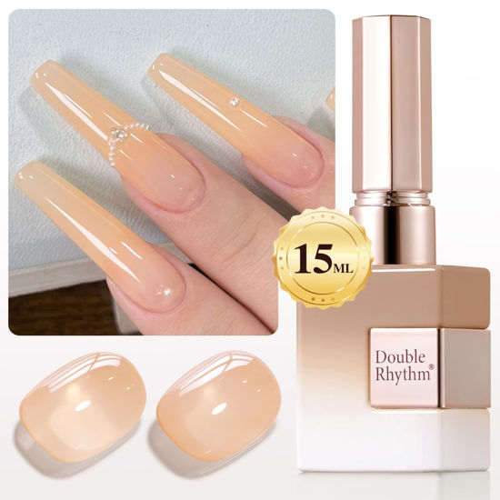 Picture of Double Rhythm Translucent Gel Polish Sheer Neutral Natural Light Milky Same Color Same Bottle 15ML Jelly UV Nail Polish Nail Art DIY at Home (Light Yellow Pink-A1423)