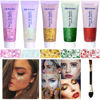 Picture of Body Glitter Face Glitter Gel: Singer Concerts Disco Festival Rave Accessories Face Glitter Makeup 250ml Chunky Sequins Mermaid Face Body Hair Glitter Gel (White&Pink&Gold&Green&Red)