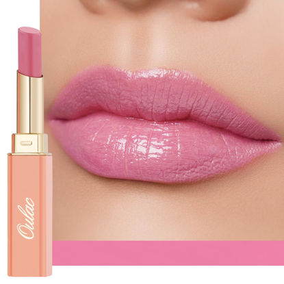 Picture of Oulac Warm Pink Shine Lipstick - Moisturizing Lip Stick Glossy Tinted Lip Balm, Sheer Shine Juicy Finish, Lightweight and Hydrating Formula for Dry Lip Care, Vegan 2.2g/0.07oz (07)