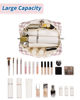 Picture of Narwey Personalized Initial Makeup Bag Toiletry Bag Gifts for Women Girls Large Checkered Makeup Bag Zipper Pouch Travel Cosmetic Bag Organizer for Women (Dusty Rose Checkerboard Letter M)
