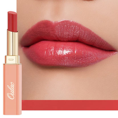 Picture of Oulac Apple Red Lipstick - Moisturizing Lip Stick Glossy Solid Shine Lip Gloss, Sheer Shine Juicy Finish, Lightweight and Hydrating Formula for Dry Lip Care, Vegan 2.2g/0.07oz (01)
