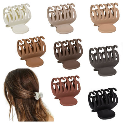 Picture of Viabty 8PCS Claw Clips for Thin Hair Women, 1.6' Small Matte Medium Hair Claw Clips, Strong Hold Double Row Teeth Hair Clips, Cute Jaw Clamps (Warm Color)