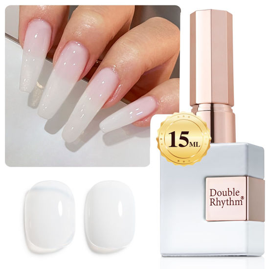 Picture of Double Rhythm Translucent Gel Polish Sheer Neutral Natural Light Milky Same Color Same Bottle 15ML Jelly Nail Polish Nail Art DIY at Home (Milky White-A1367)