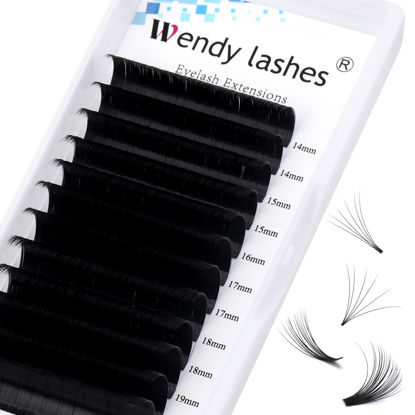 Picture of Wendy Lashes Easy Fan Lash Extensions D Curl Eyelash Extension Volume Lash Extension Rapid Self Fanning Lashes 0.05 thickness Eyelash Extensions Mega Fans 14-20mm Lashes Extensions(0.05-D, 14-20mm)