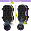 Picture of 2Pcs Yellow Curl Sponge Set for Men & Women - Small Holes Design, Two-Sided for Natural and Black Hair Styles, Twist Sponge Brushes