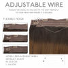 Picture of WENNALIFE Wire Hair Extensions (Increase 50% Lifespan) Real Human Hair 18 inch 125g Dark Brown to Chestnut Brown and Dirty Blonde Highlighted Real Hair Extensions Invisible Wire Hair Extensions